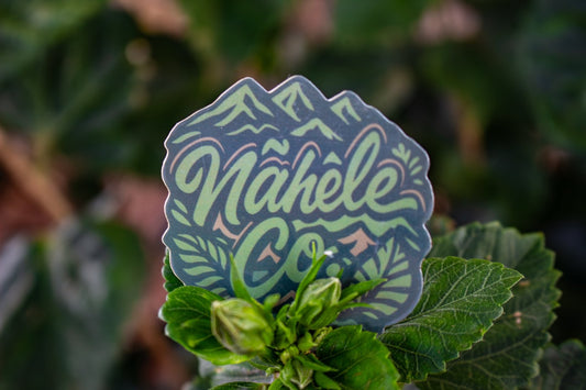 Nāhele Co. Logo Sticker – Forest Green Emblem - Nāhele Clothing Co. - Nahele Co. - Nahele Clothing Co. - Sticker with 'Nahele Co' design on a leafy background